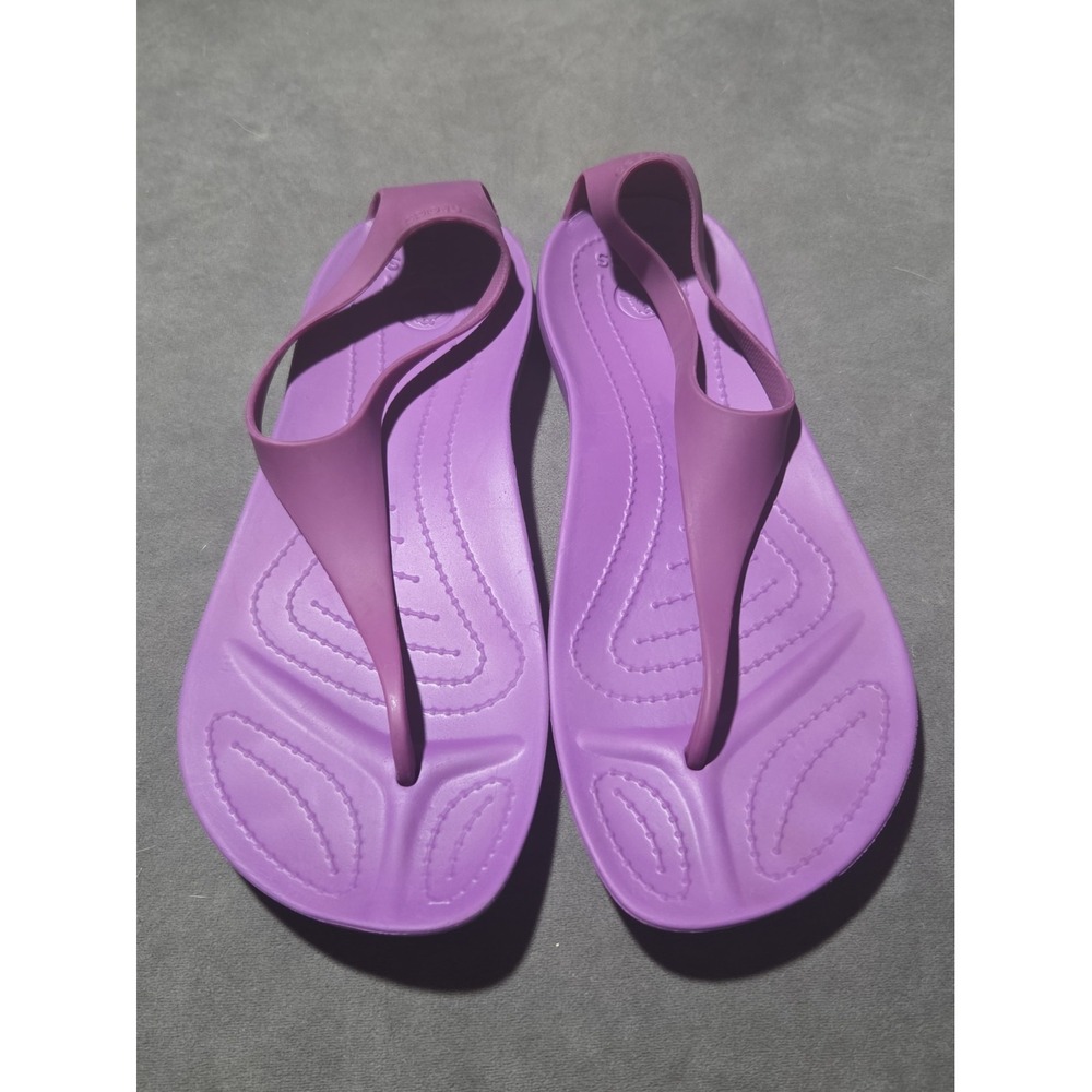 Crocs Serena Sexi Flip Women's 8 Purple T-Strap Slingback Thong Sandals
